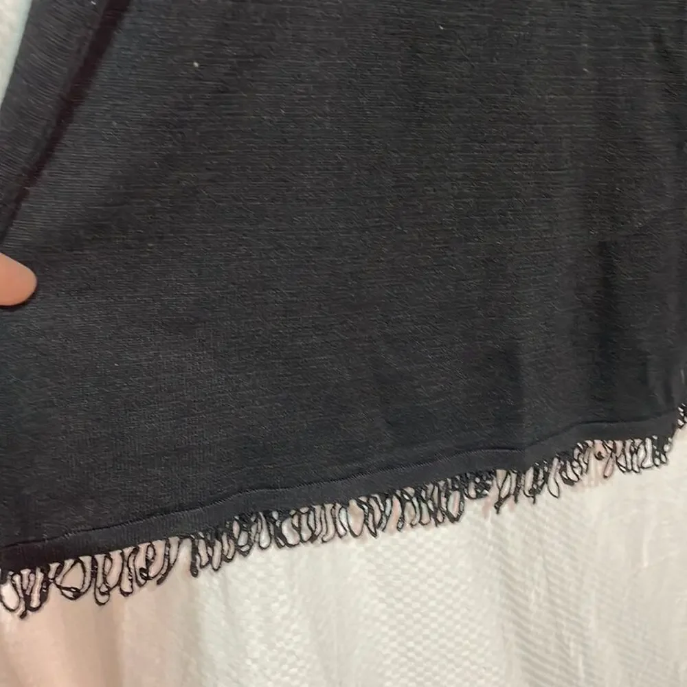 Due Per Due 3x black silk sweater tank lightweight fringe hemline euc worn once